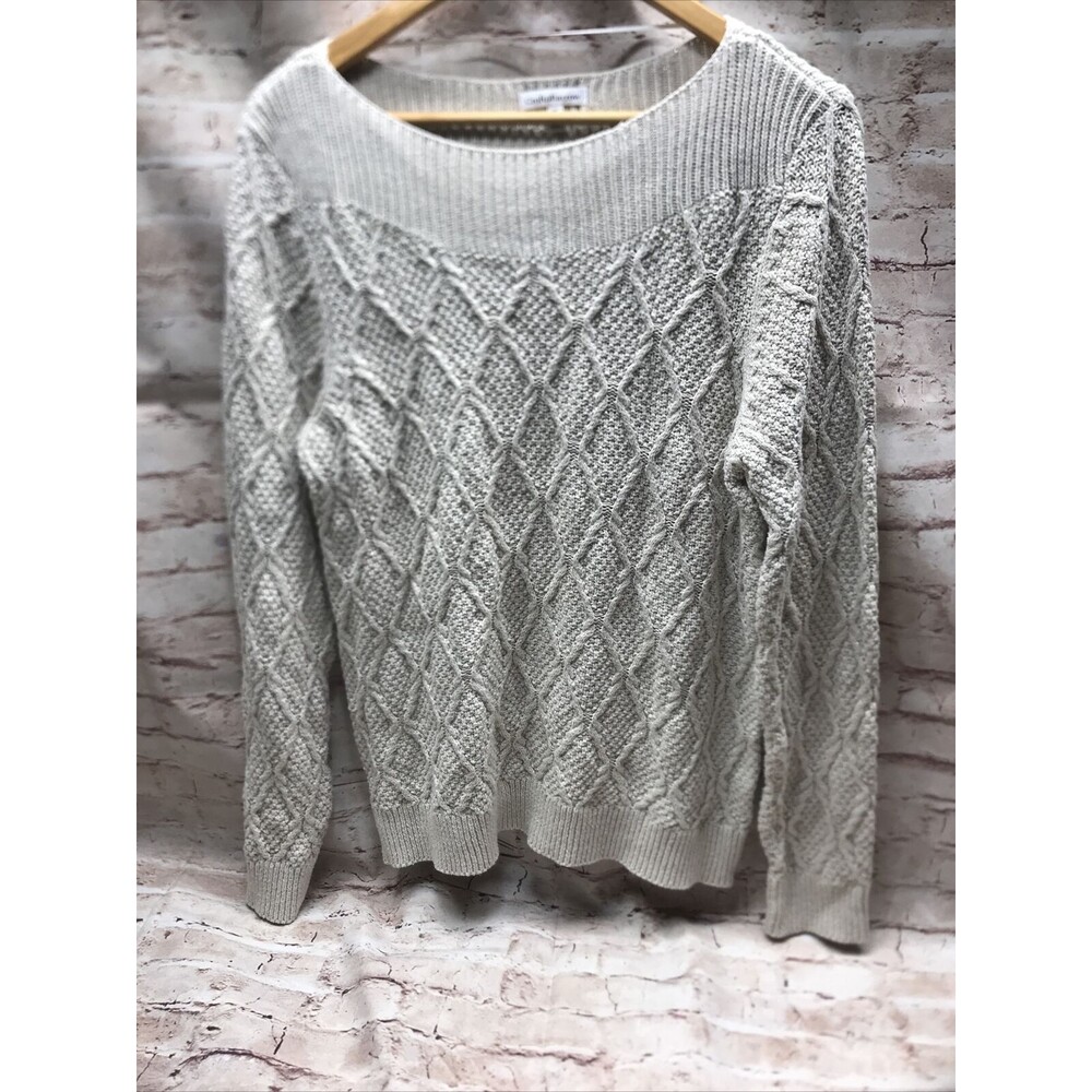 Croft & Barrow Womens Sweater Size XL Cable Knit Glitter Specks Beige